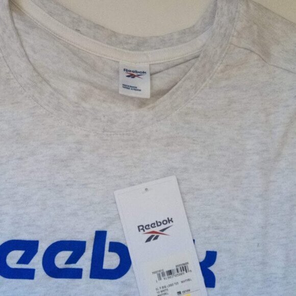 Reebok Classics Logo Cropped  Fit Tee White Melange Colour Women's Size 2X - Picture 7 of 8